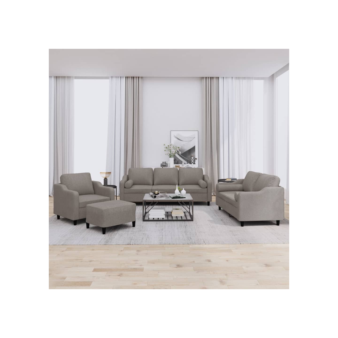 Ensemble de canapés 4 pcs avec coussins taupe tissu