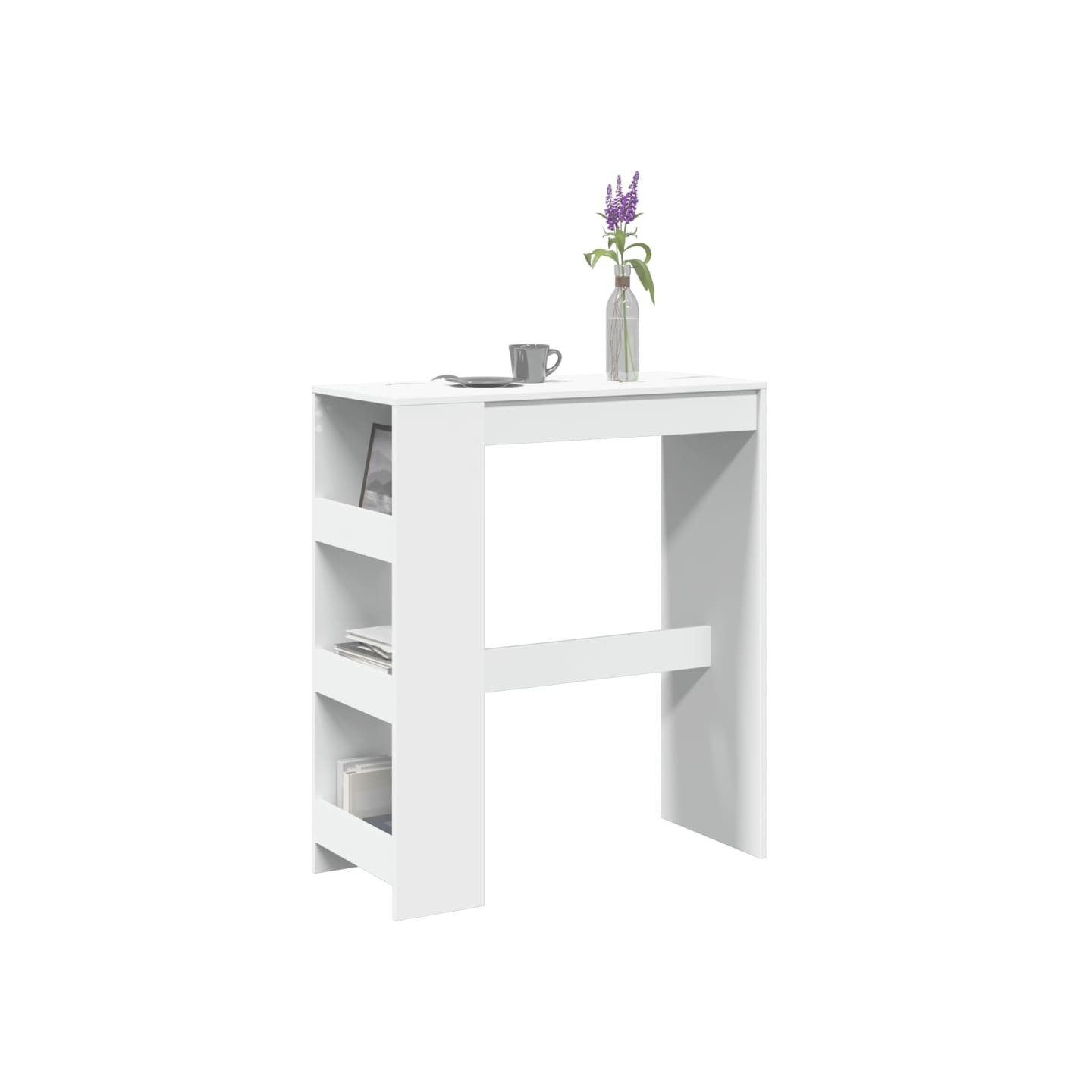 Table de bar et étagères blanc 90x40x103,5 cm bois d'ingénierie