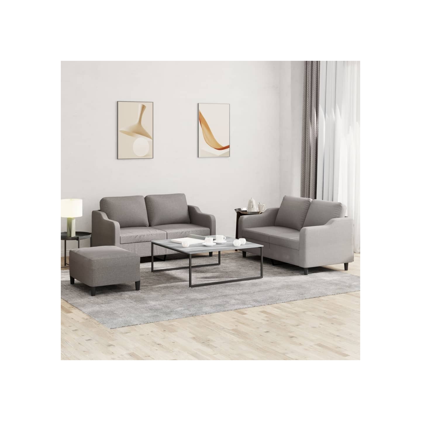 Ensemble de canapés 3 pcs avec coussins Taupe Tissu