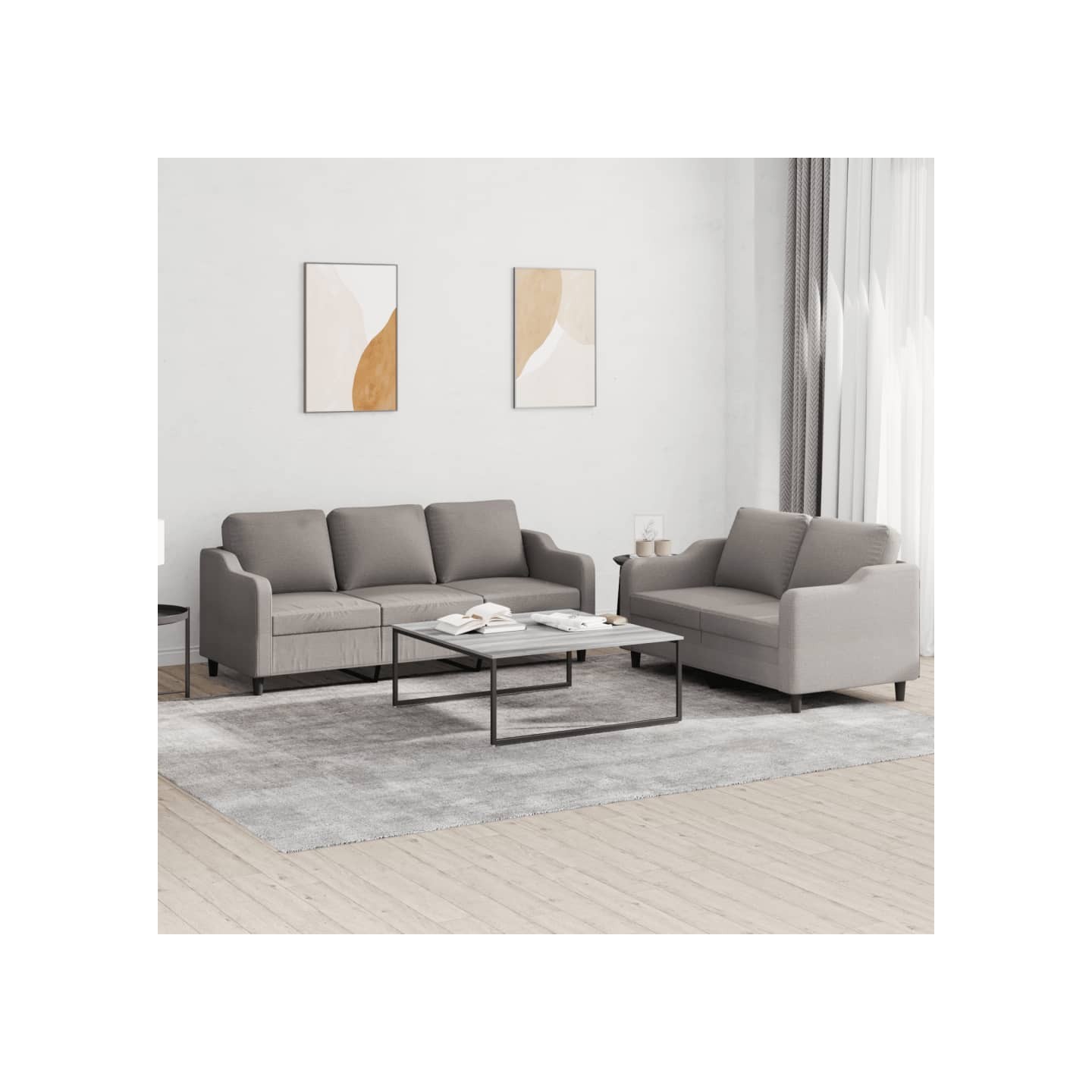Ensemble de canapés 2 pcs avec coussins Taupe Tissu