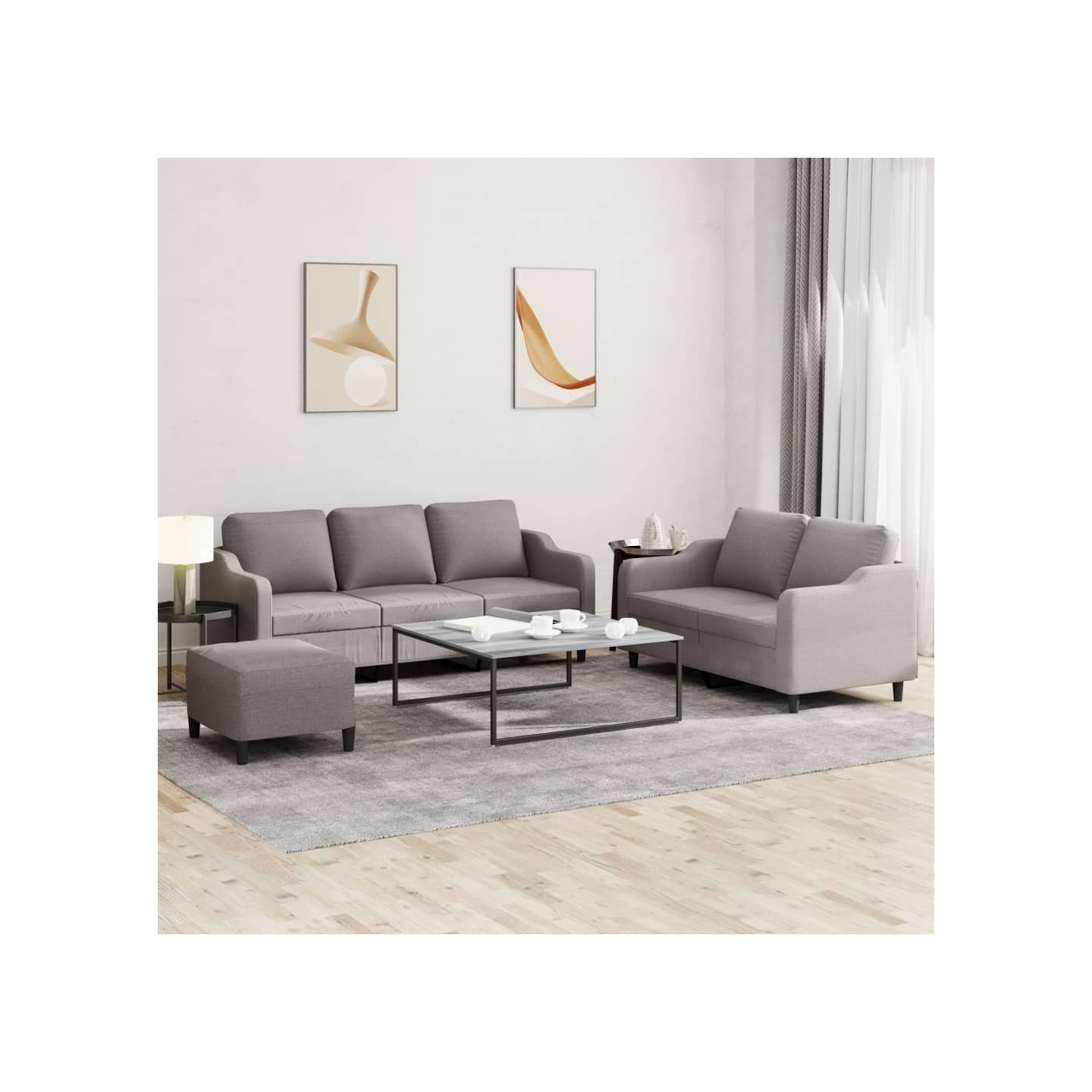 Ensemble de canapés 3 pcs avec coussins Taupe Tissu