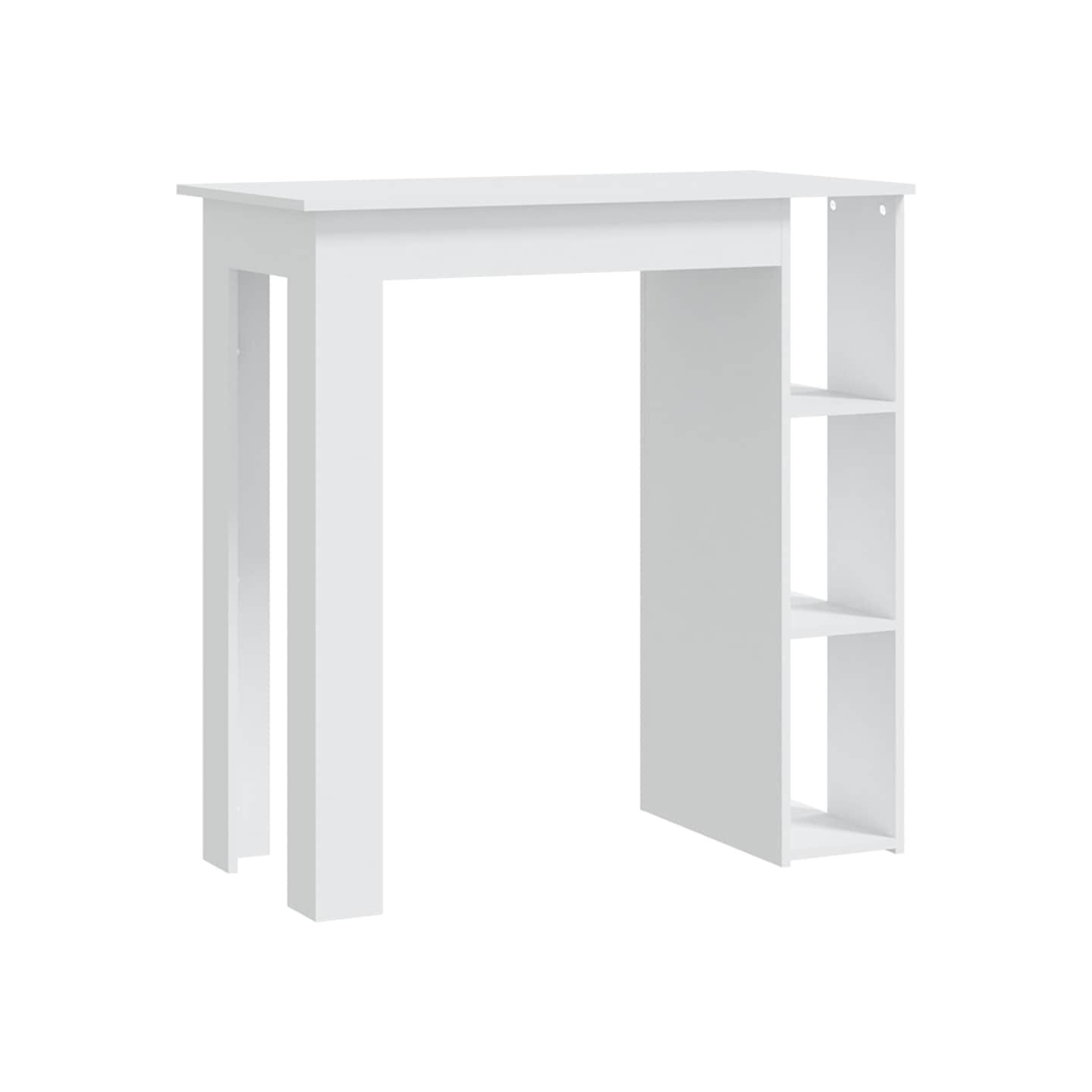 Table de bar et étagère Blanc 102x50x103,5 cm Bois d'ingénierie