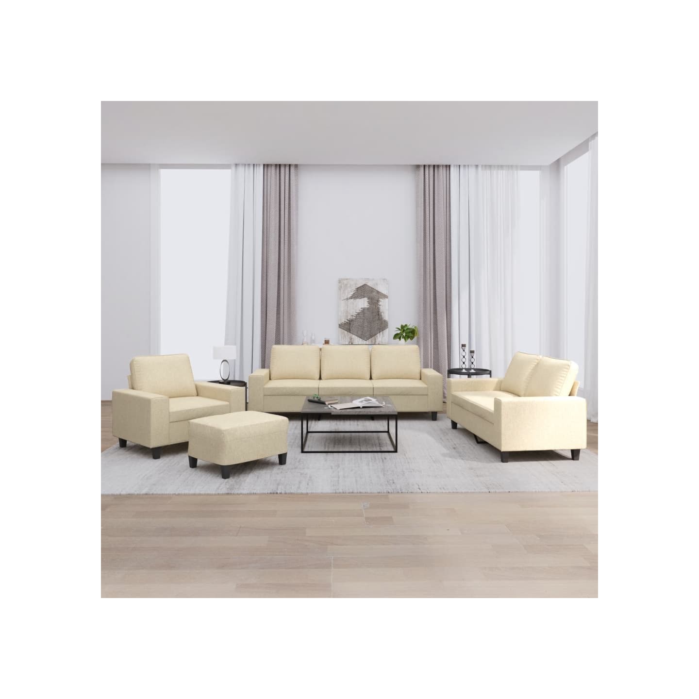 Ensemble de canapés 4 pcs crème tissu