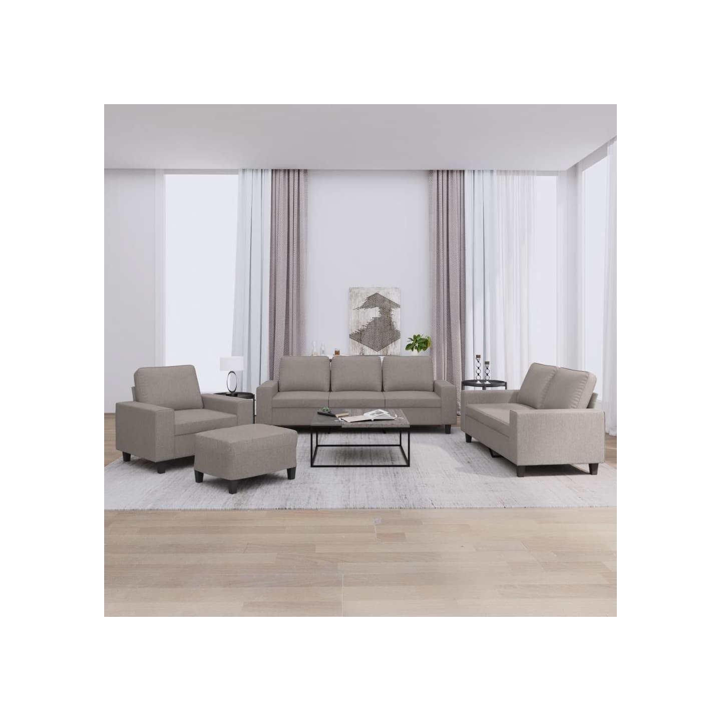Ensemble de canapés 4 pcs taupe tissu