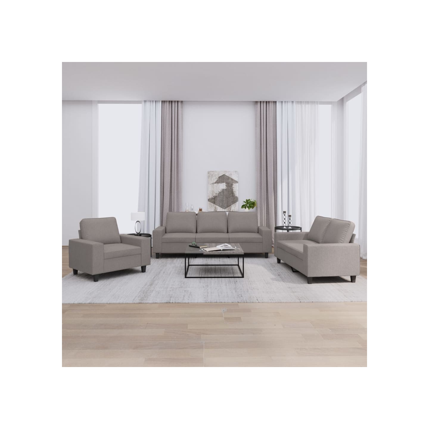 Ensemble de canapés 3 pcs taupe tissu