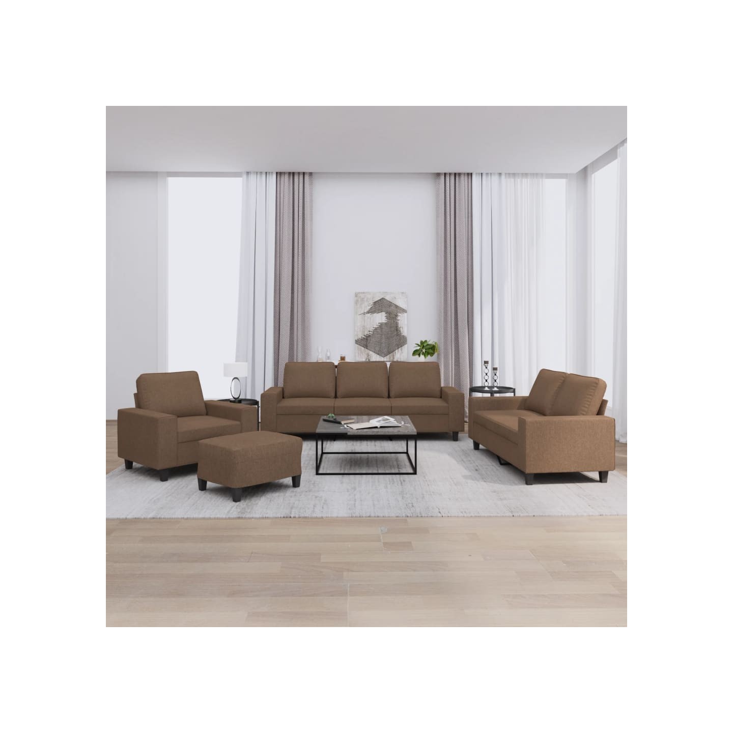 Ensemble de canapés 4 pcs marron tissu