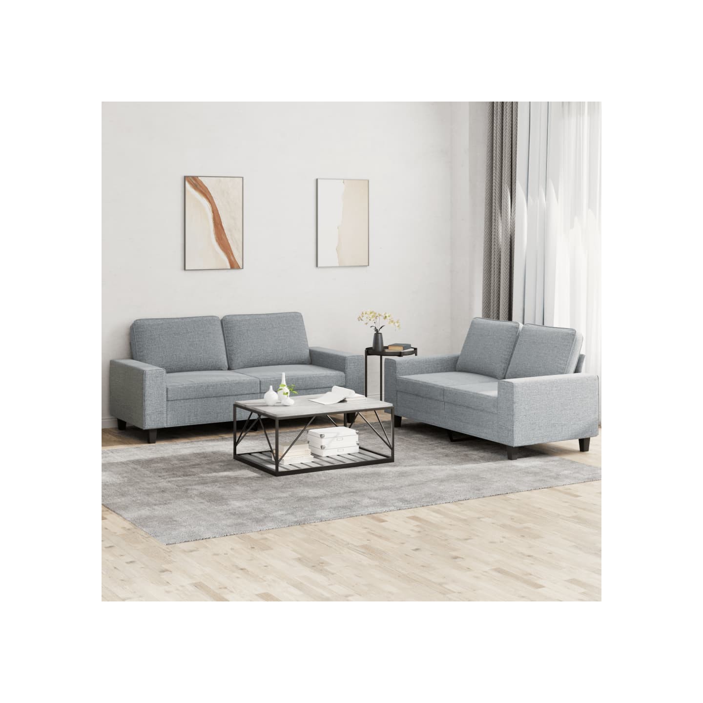 Ensemble de canapés 2 pcs gris clair tissu