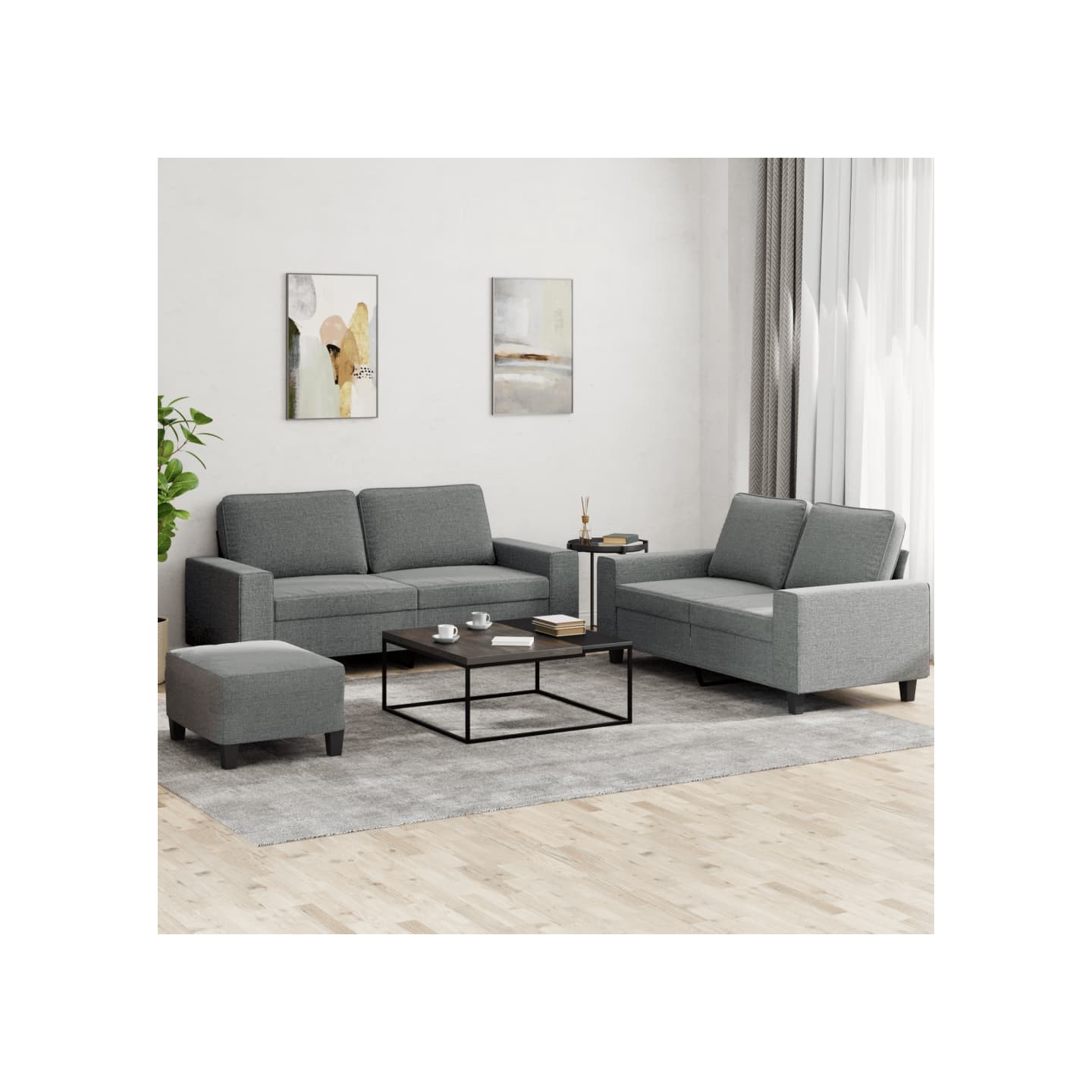 Ensemble de canapés 3 pcs gris foncé tissu