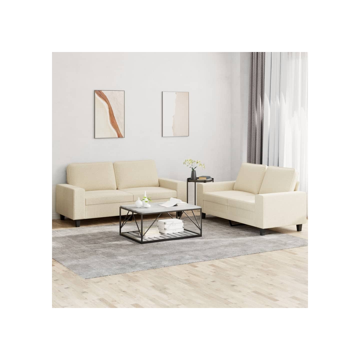 Ensemble de canapés 2 pcs crème tissu