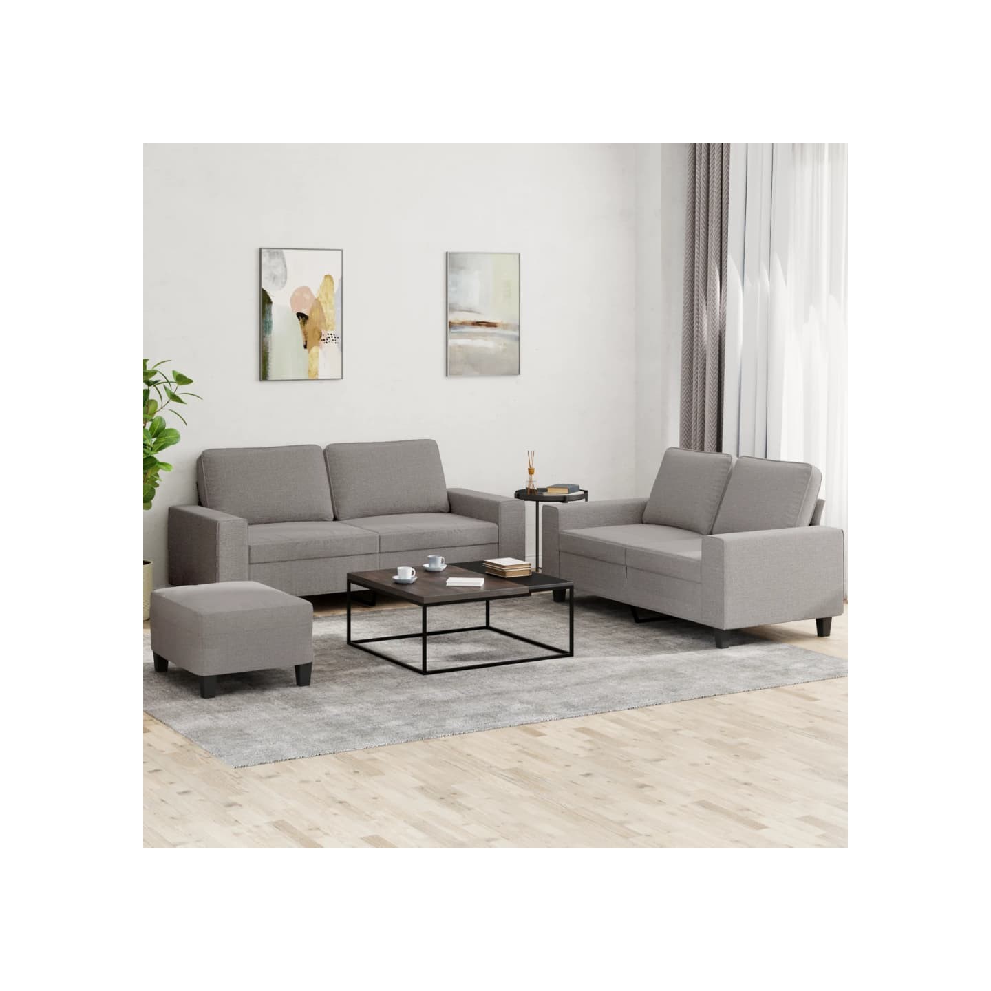 Ensemble de canapés 3 pcs taupe tissu