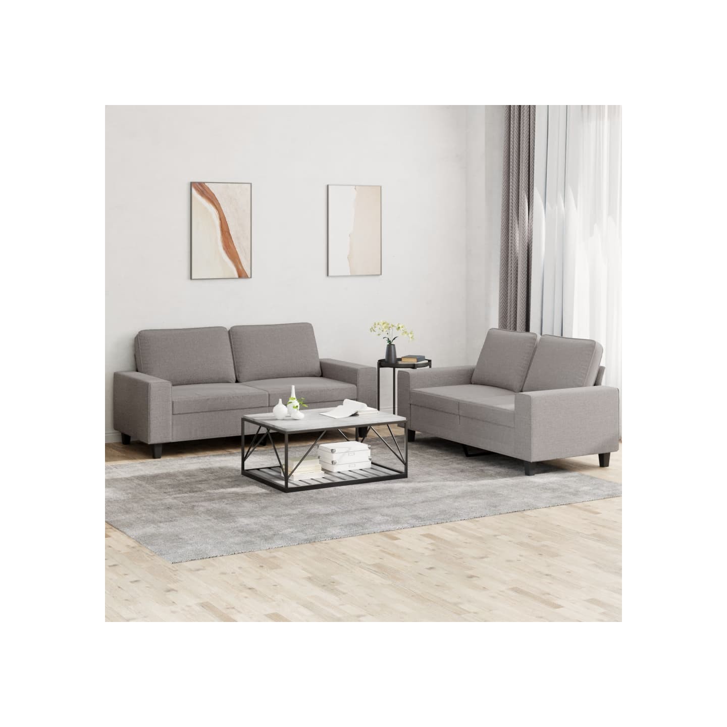 Ensemble de canapés 2 pcs taupe tissu