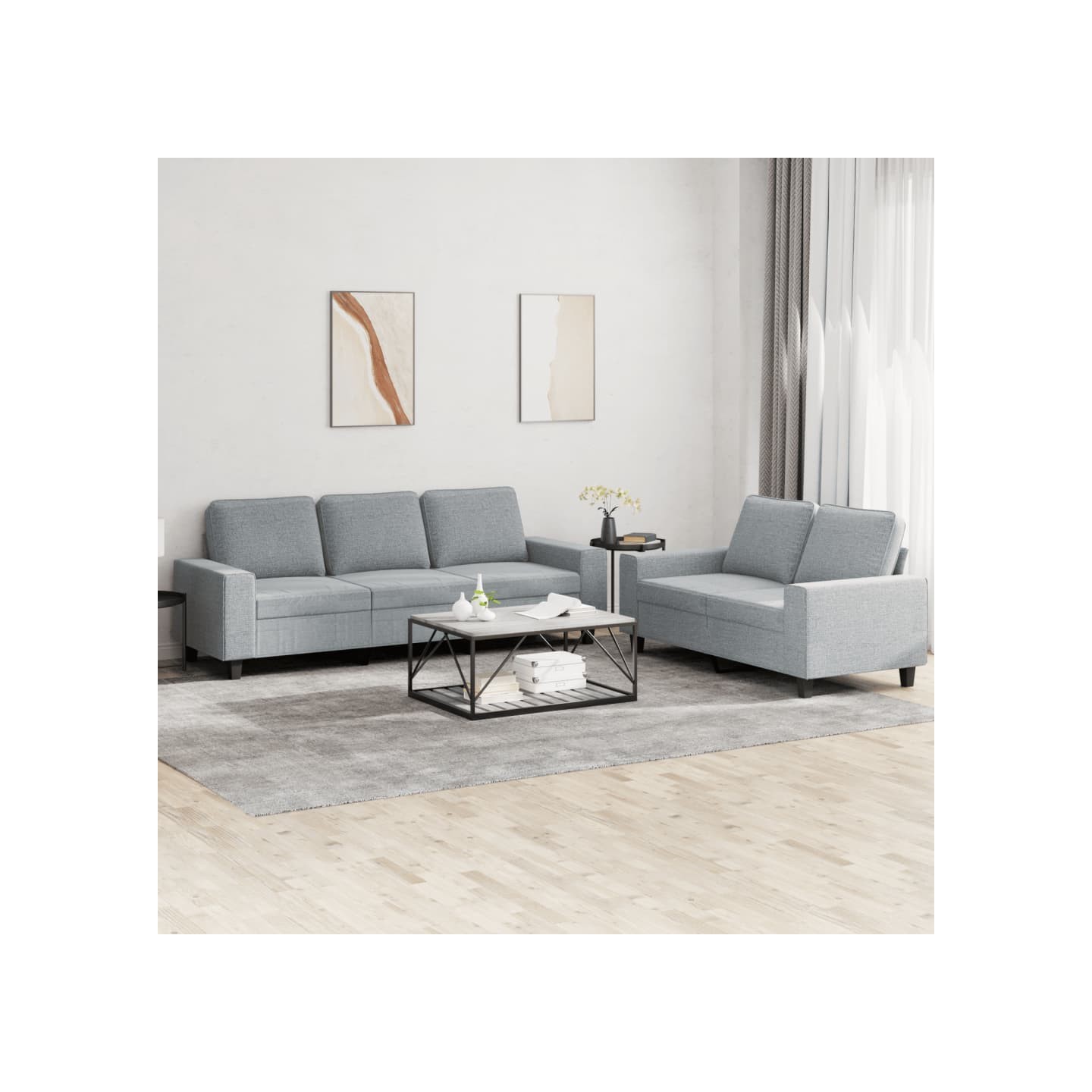 Ensemble de canapés 2 pcs gris clair tissu