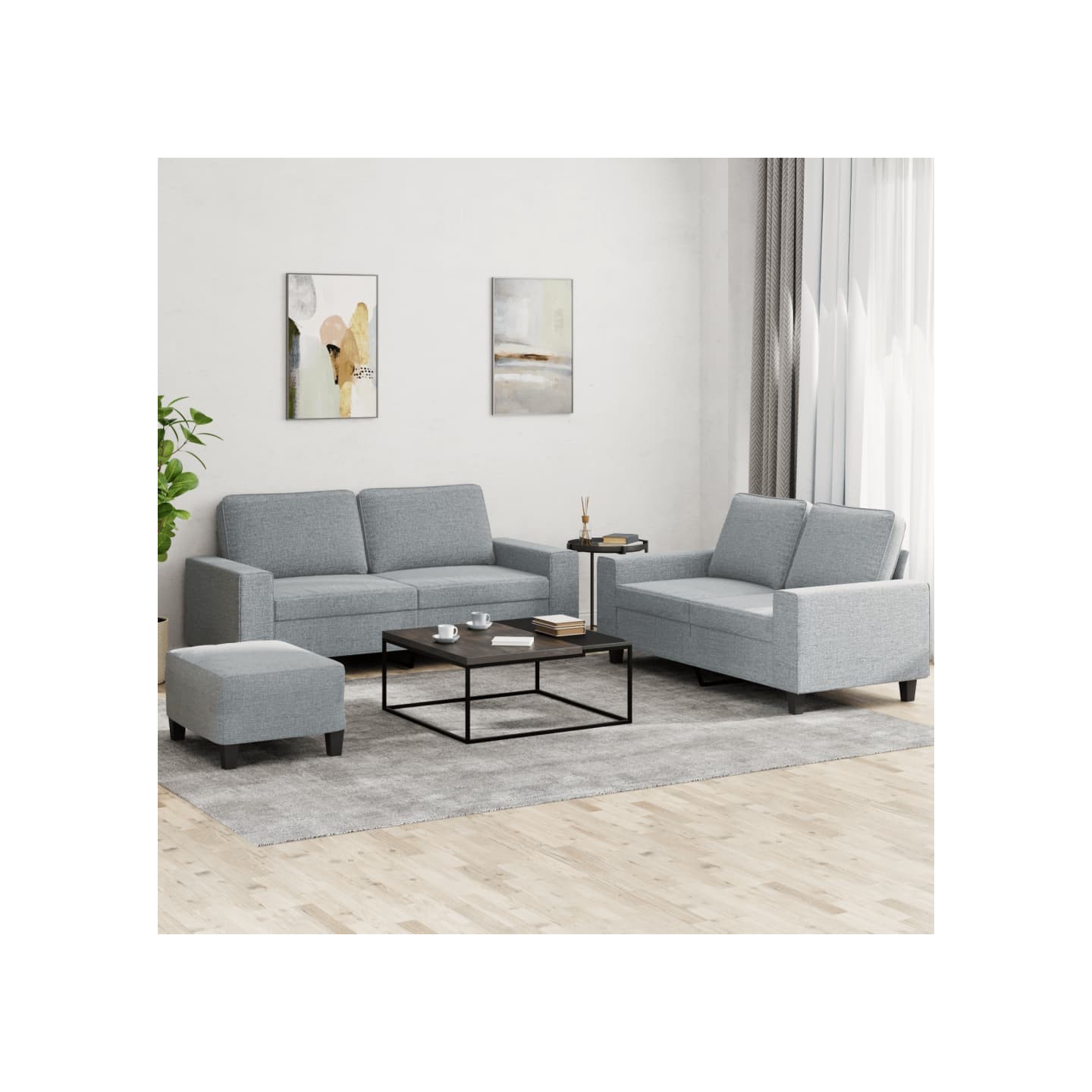 Ensemble de canapés 3 pcs gris clair tissu