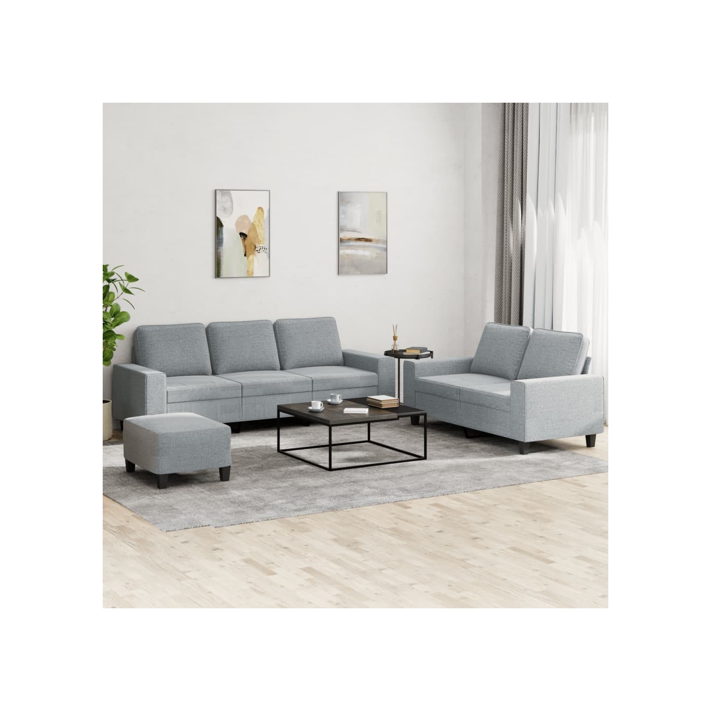 Ensemble de canapés 3 pcs gris clair tissu