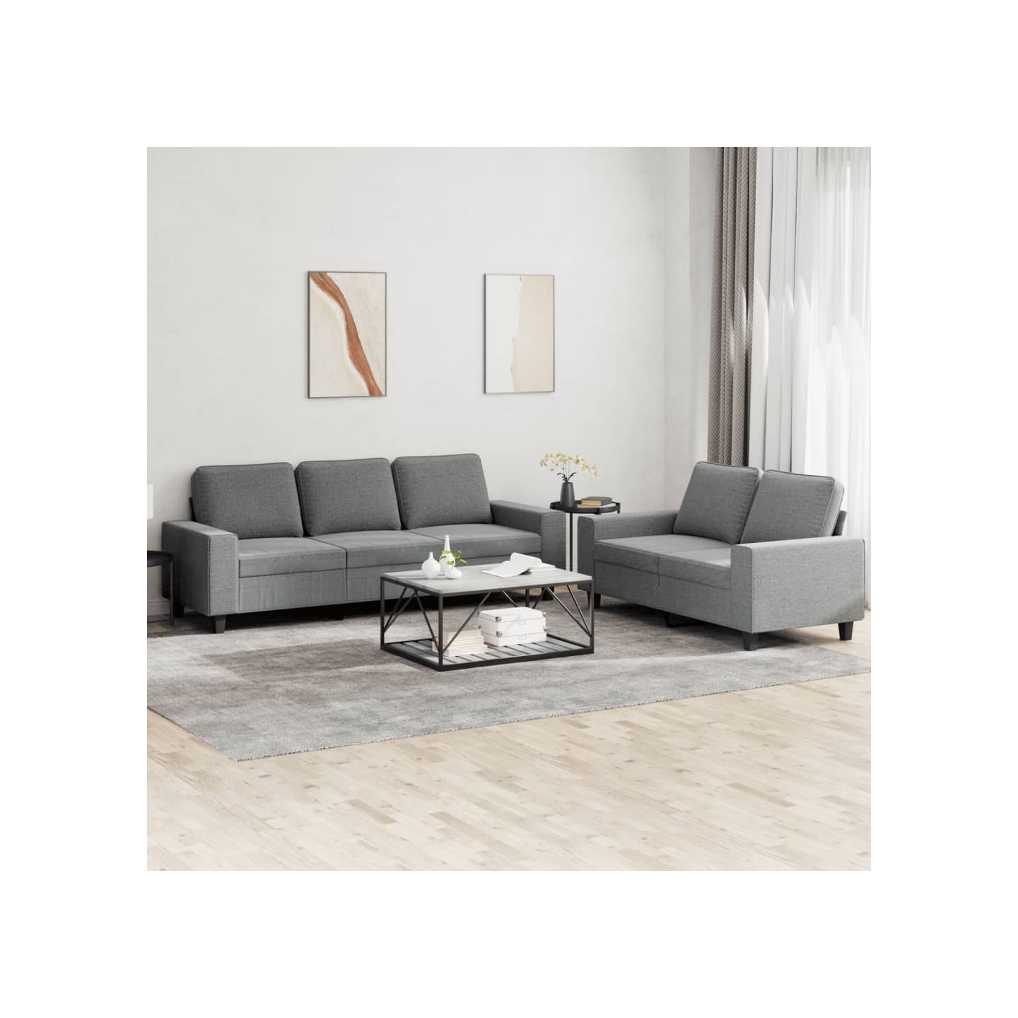 Ensemble de canapés 2 pcs gris foncé tissu