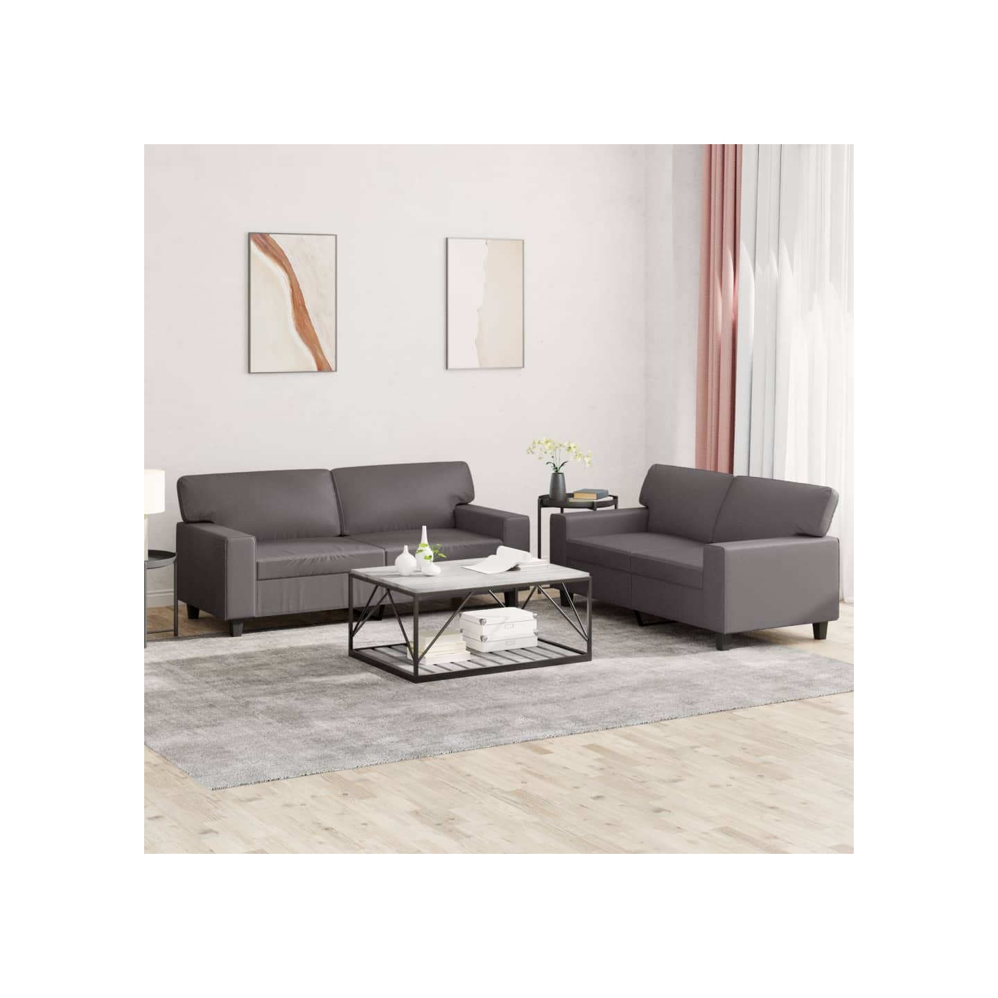 Ensemble de canapés 2 pcs gris similicuir