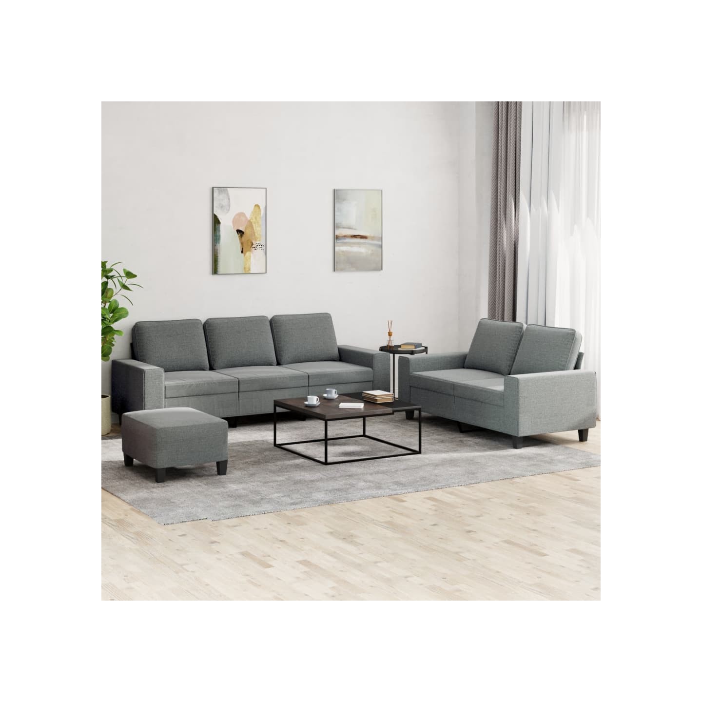 Ensemble de canapés 3 pcs gris foncé tissu