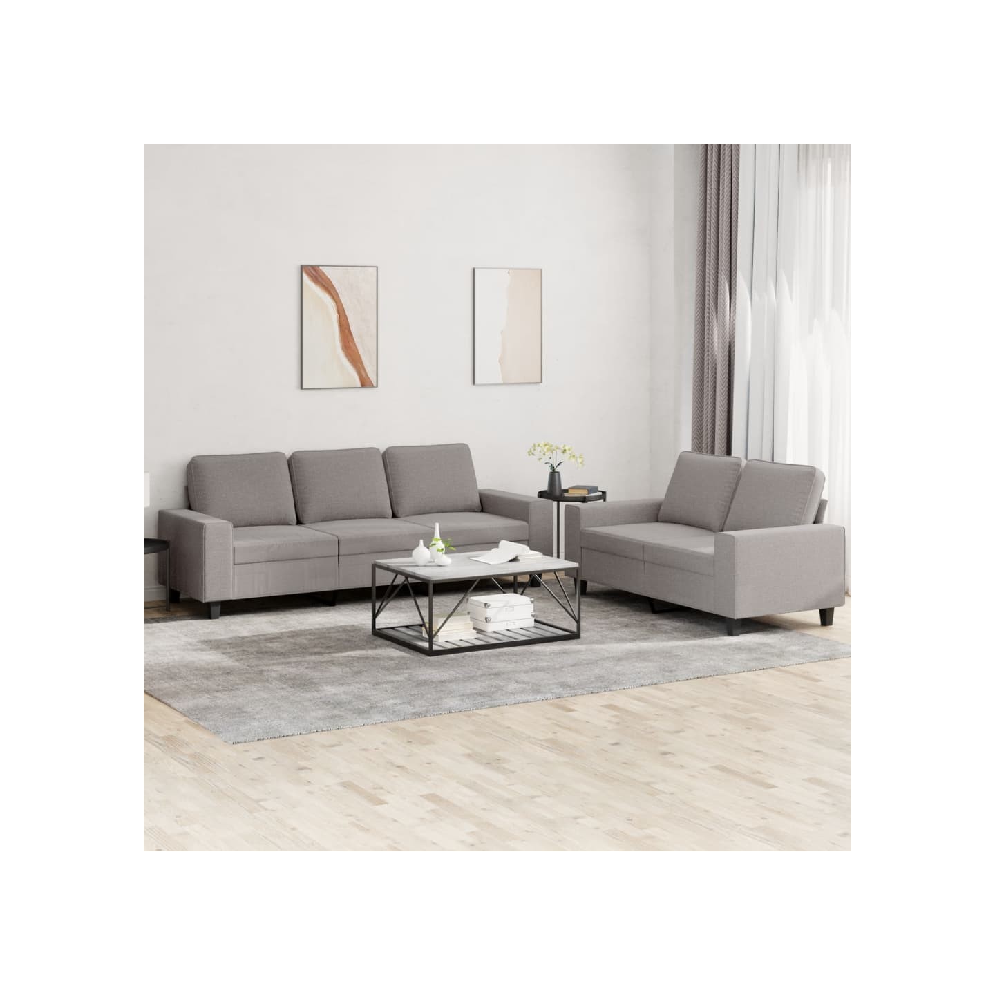Ensemble de canapés 2 pcs taupe tissu