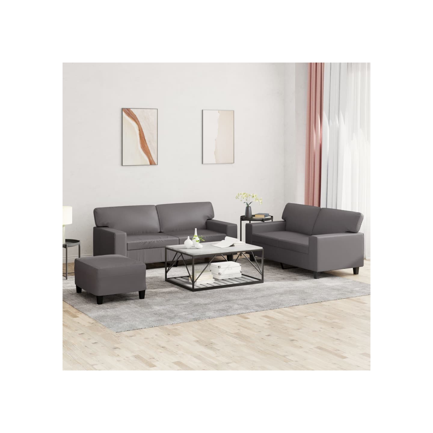 Ensemble de canapés 3 pcs gris similicuir