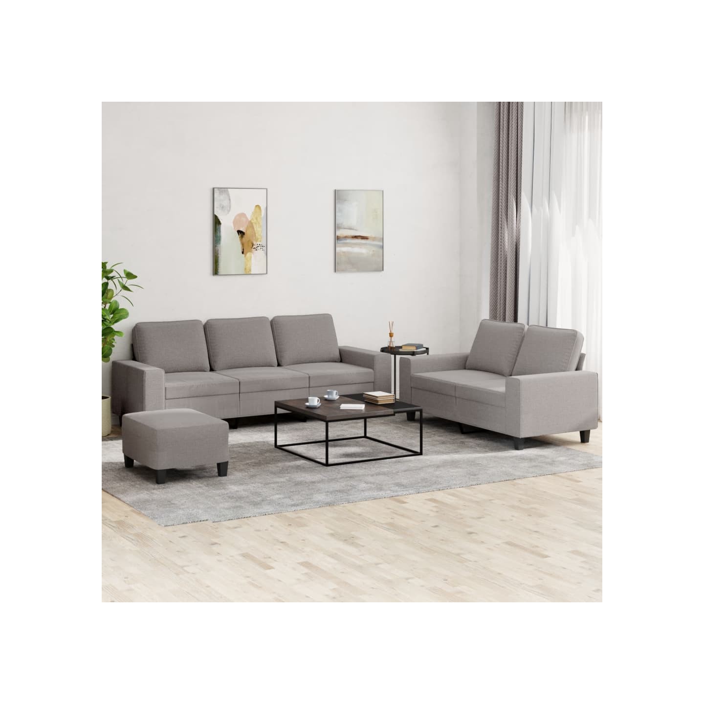 Ensemble de canapés 3 pcs taupe tissu