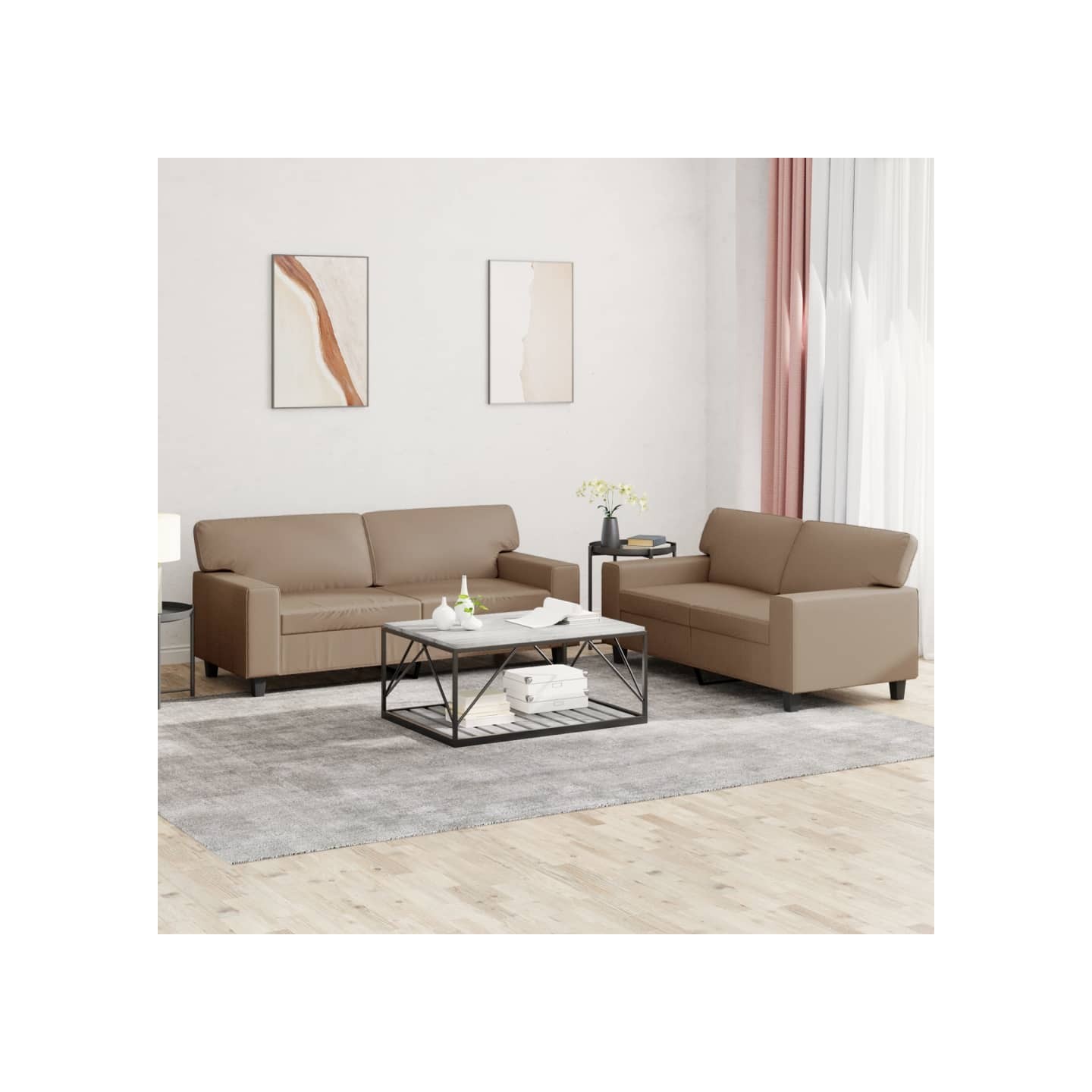 Ensemble de canapés 2 pcs cappuccino similicuir