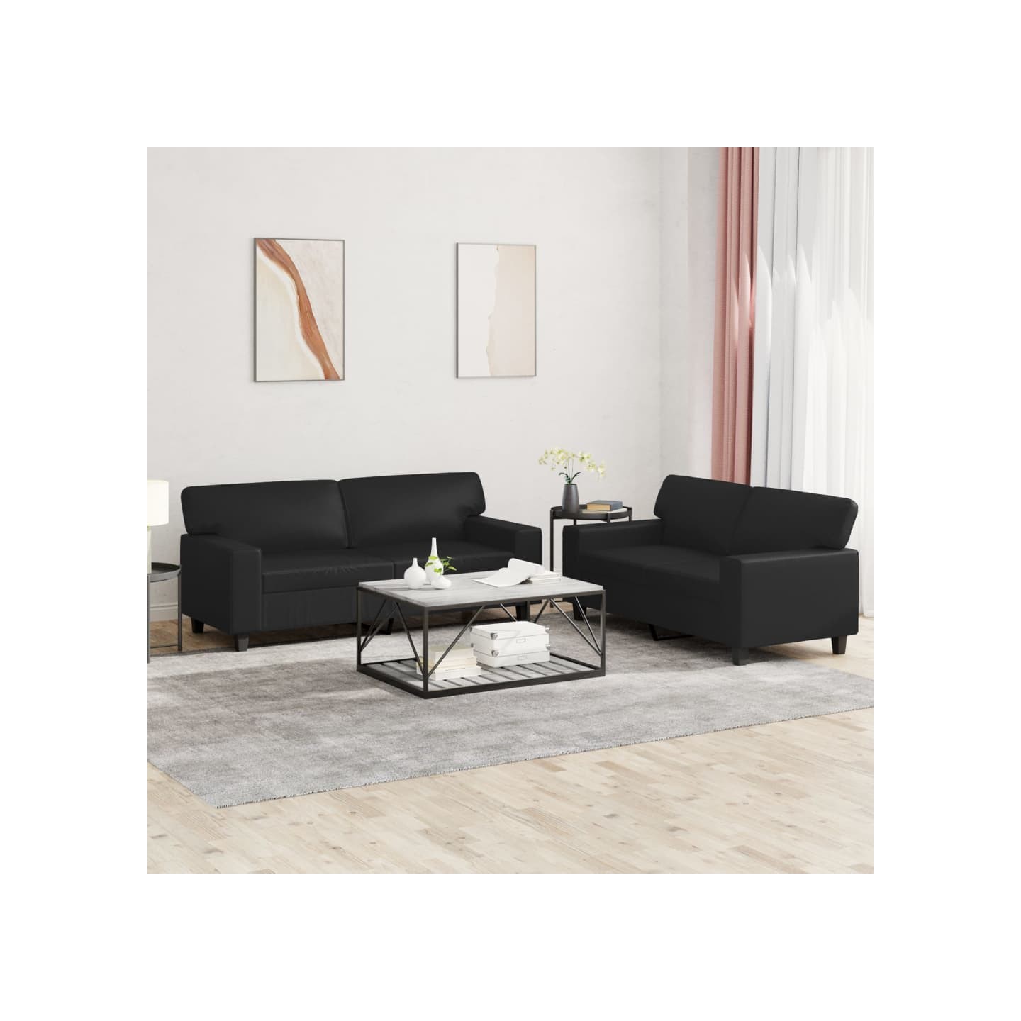 Ensemble de canapés 2 pcs noir similicuir