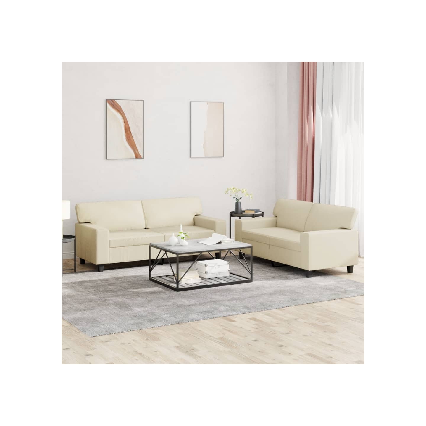 Ensemble de canapés 2 pcs crème similicuir