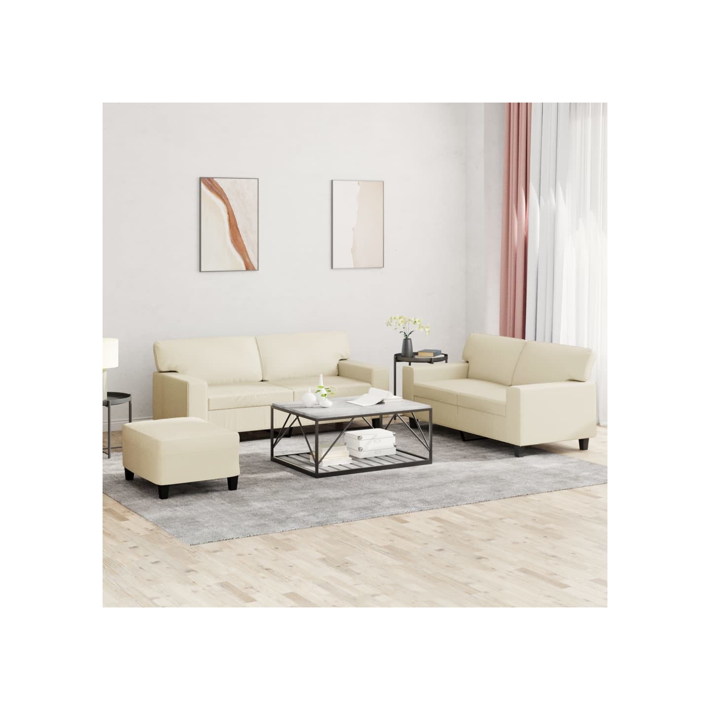 Ensemble de canapés 3 pcs crème similicuir