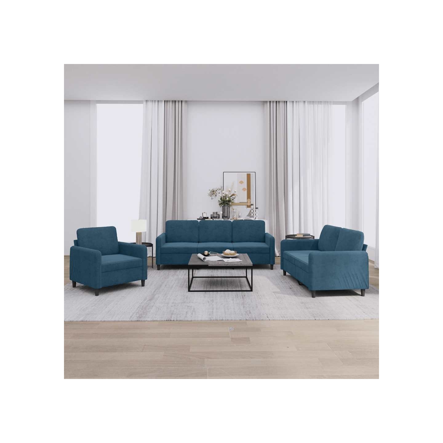 Ensemble de canapés 3 pcs bleu velours