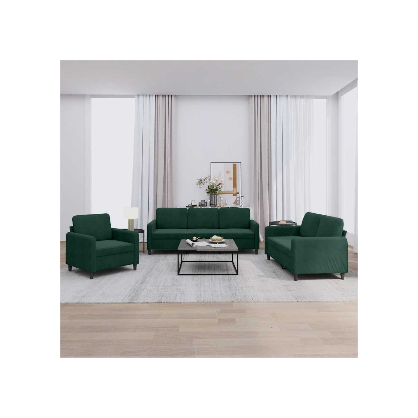Ensemble de canapés 3 pcs vert foncé velours