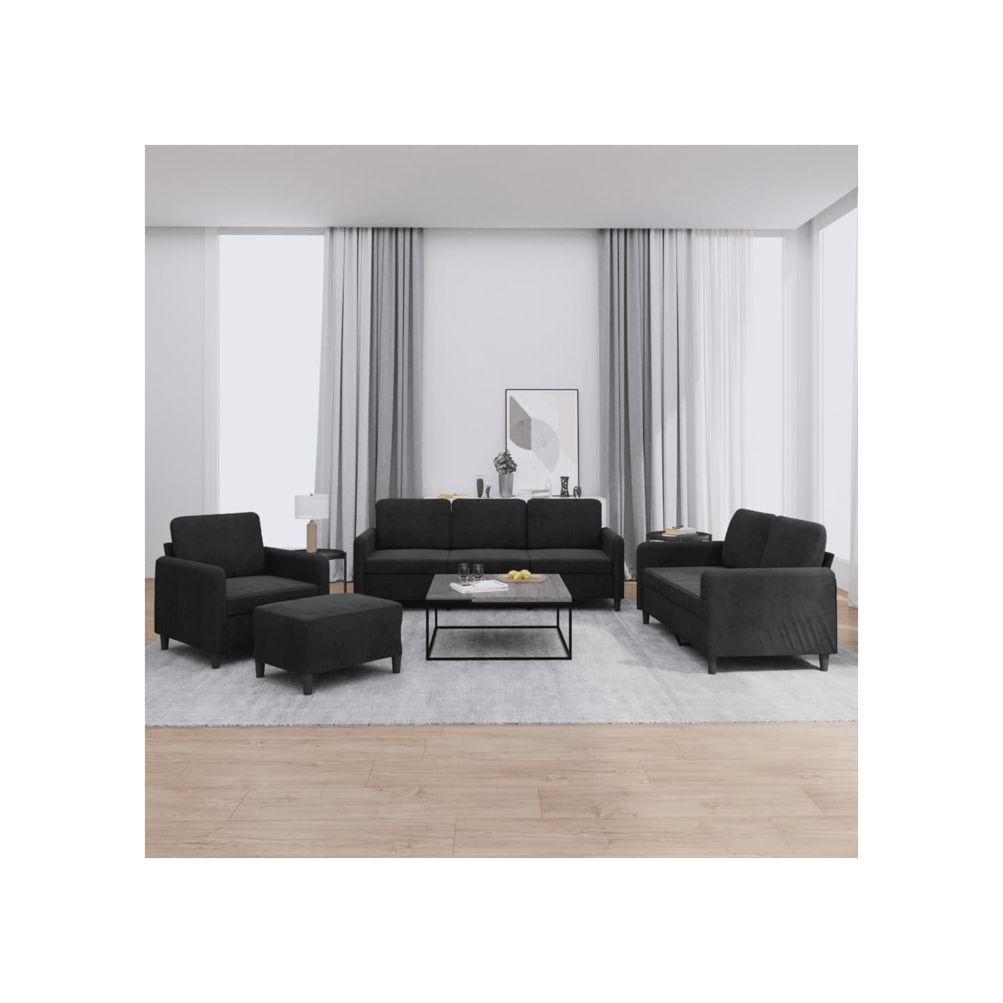 Ensemble de canapés 4 pcs noir velours