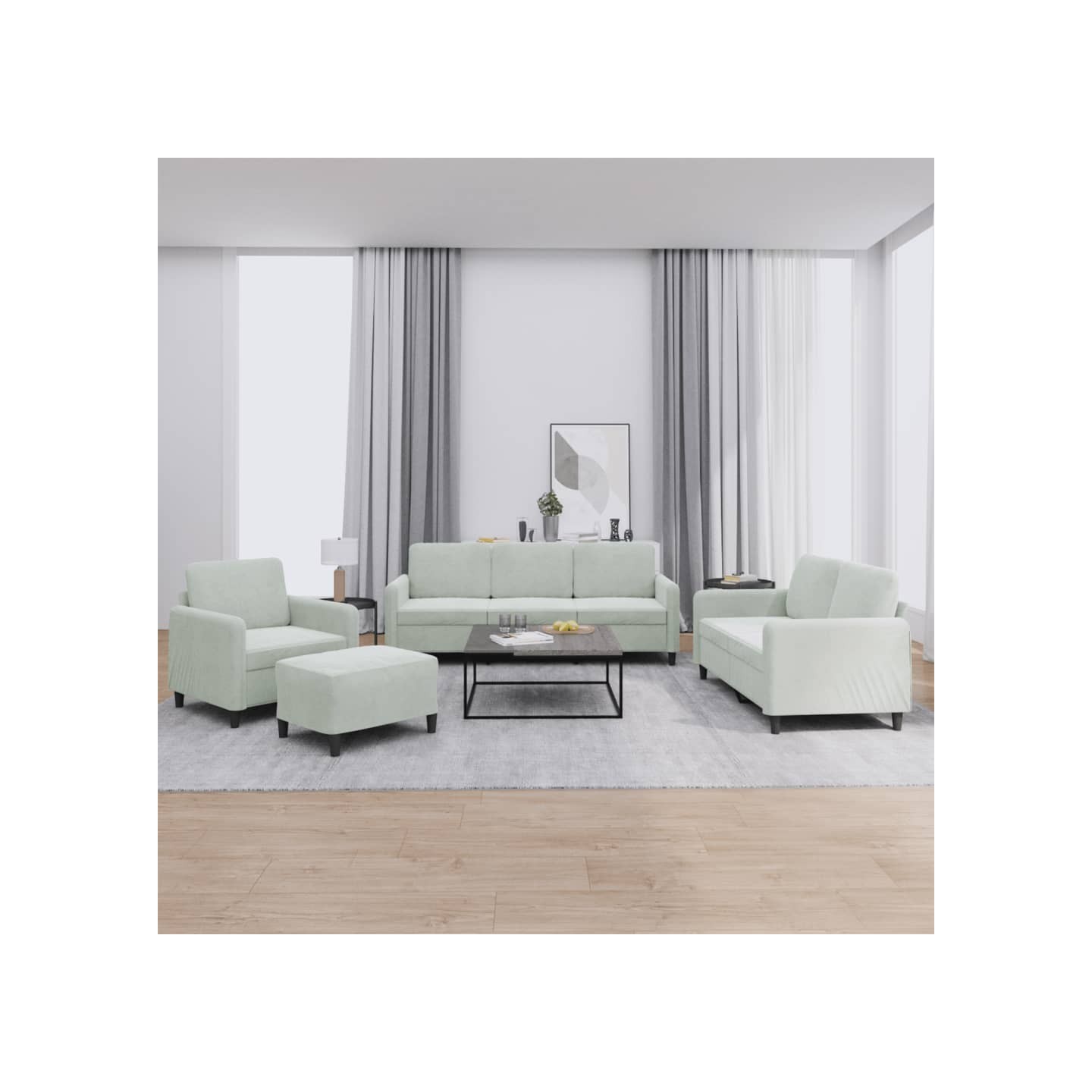 Ensemble de canapés 4 pcs gris clair velours