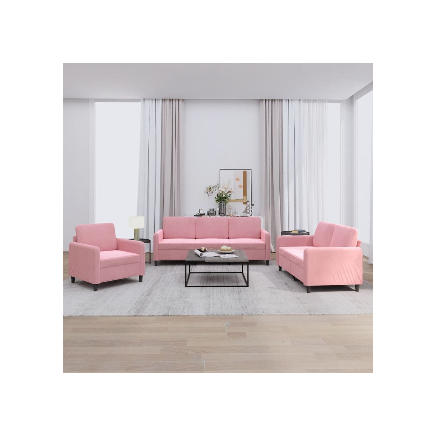 Ensemble de canapés 3 pcs rose velours
