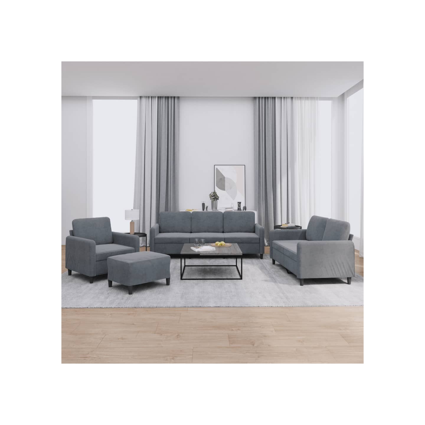 Ensemble de canapés 4 pcs gris foncé velours