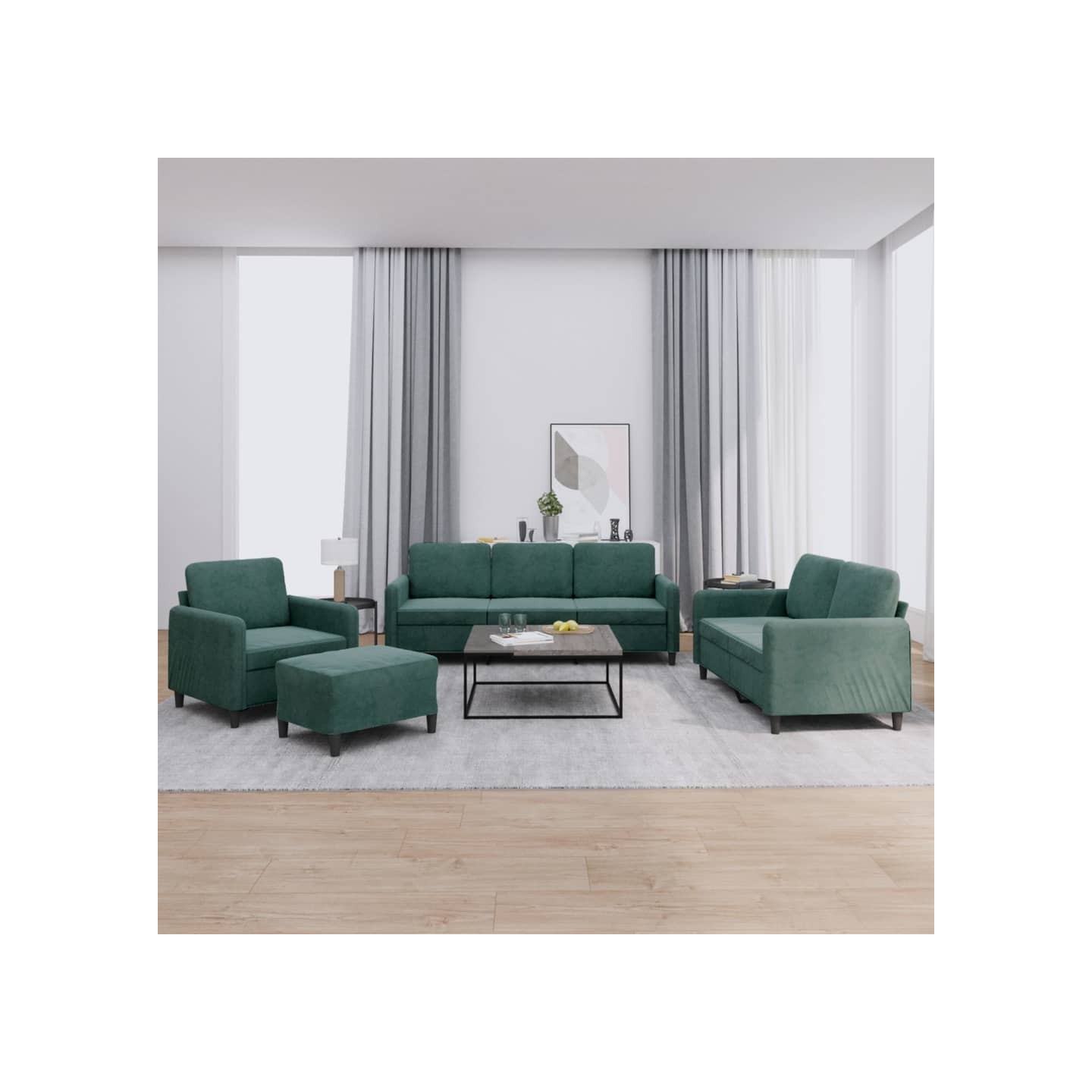 Ensemble de canapés 4 pcs vert foncé velours