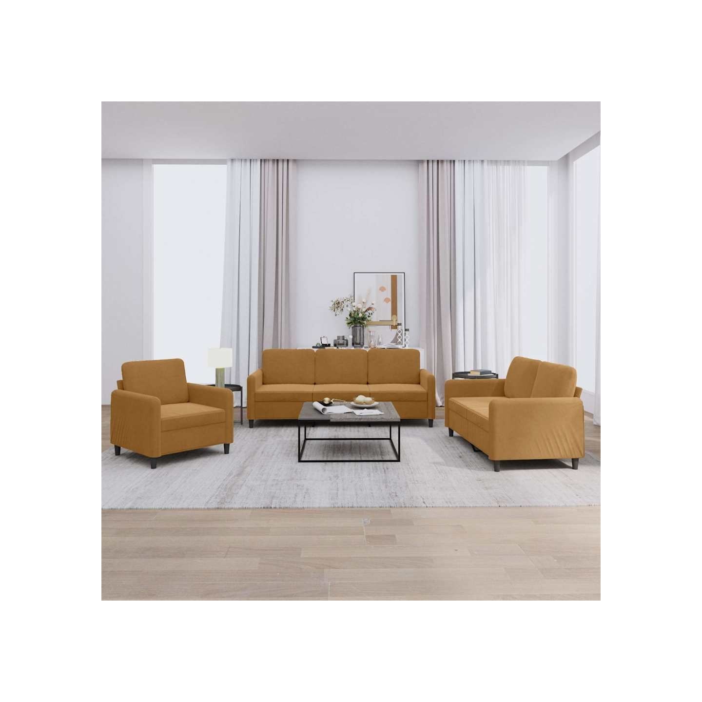 Ensemble de canapés 3 pcs marron velours