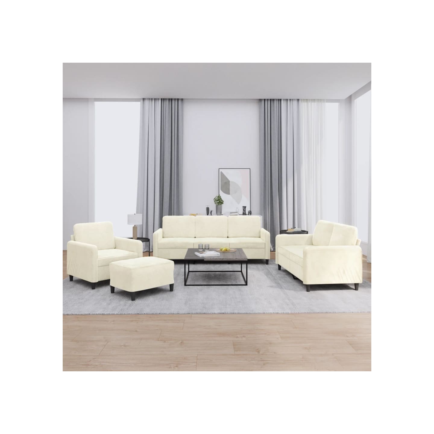Ensemble de canapés 4 pcs crème velours