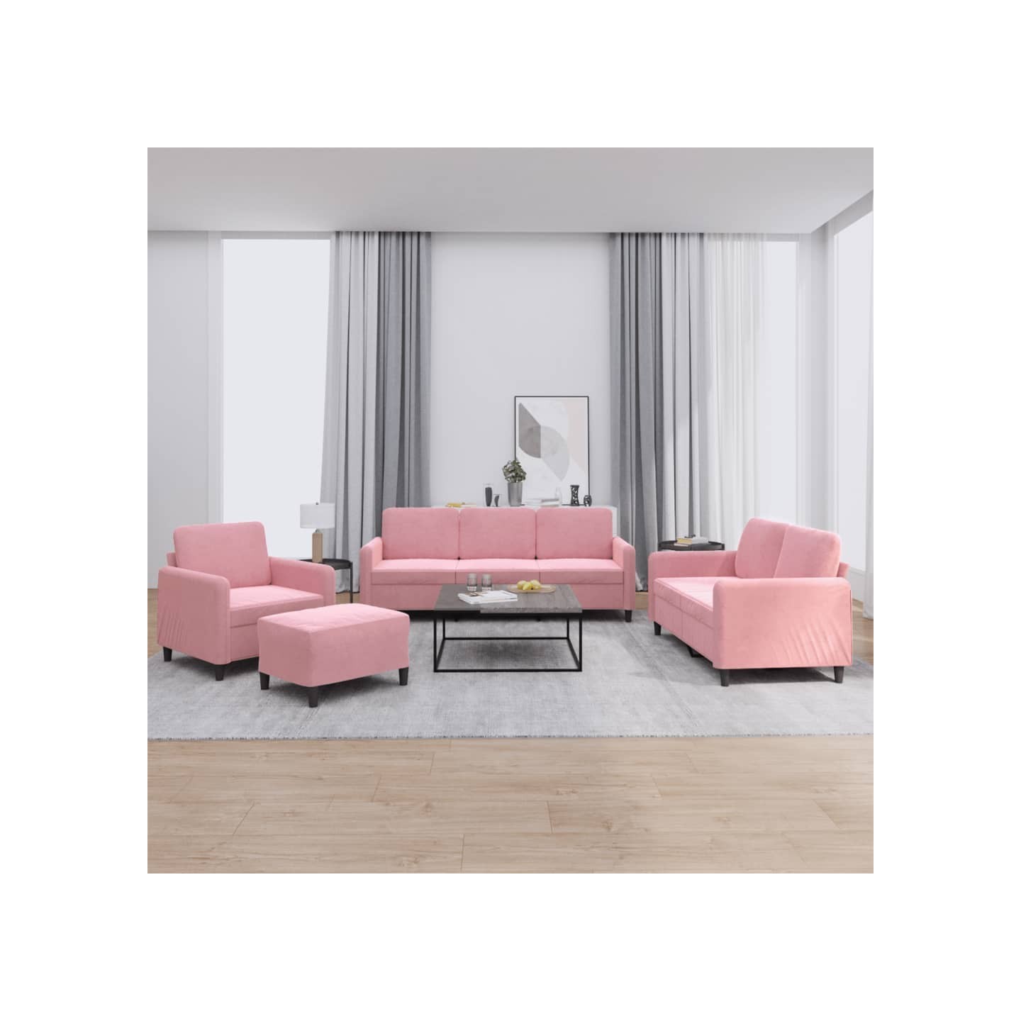 Ensemble de canapés 4 pcs rose velours