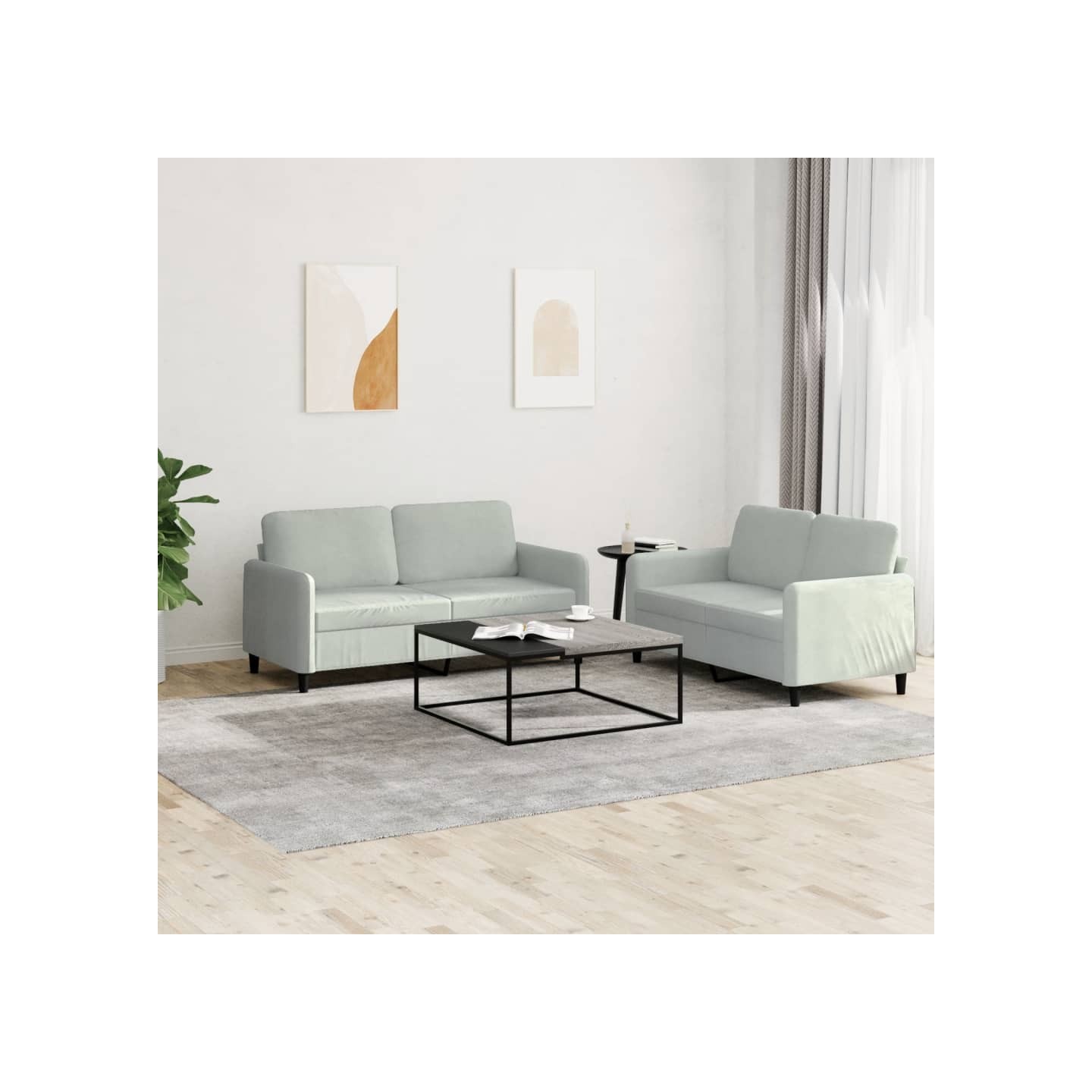 Ensemble de canapés 2 pcs gris clair velours