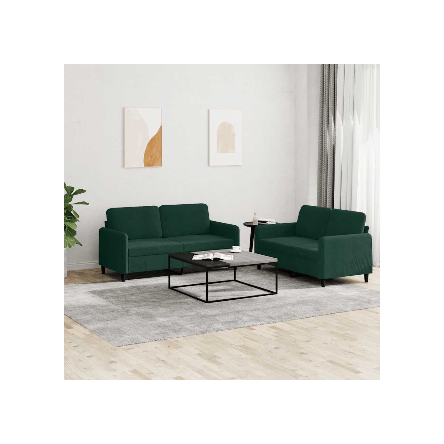 Ensemble de canapés 2 pcs vert foncé velours