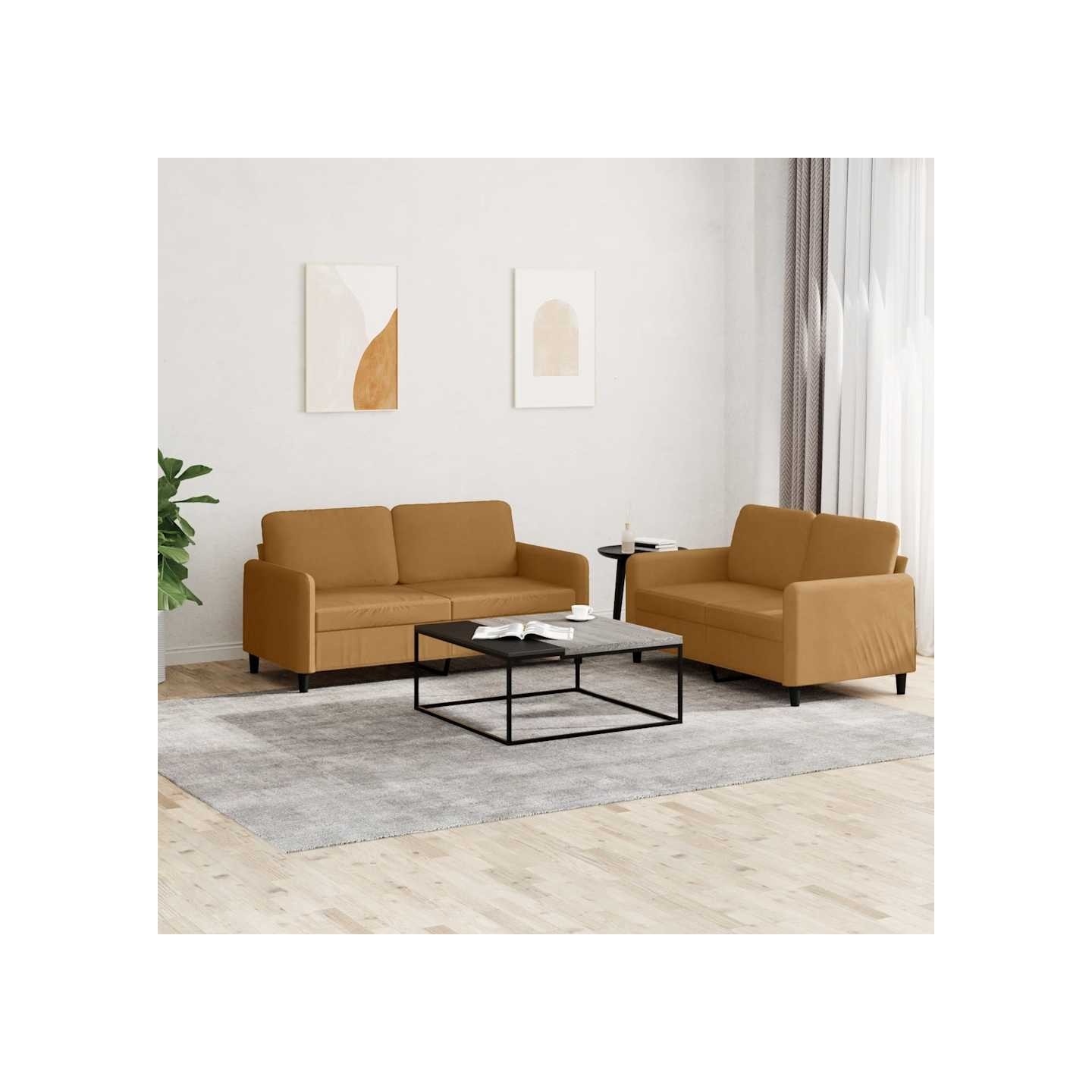 Ensemble de canapés 2 pcs marron velours
