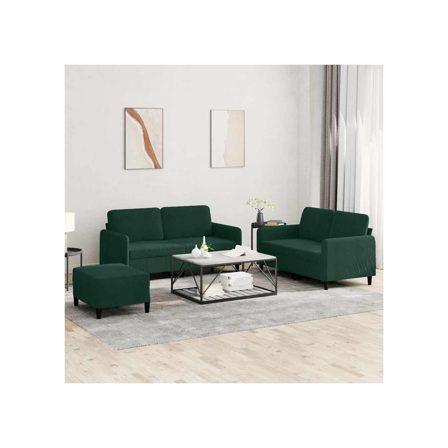 Ensemble de canapés 3 pcs vert foncé velours