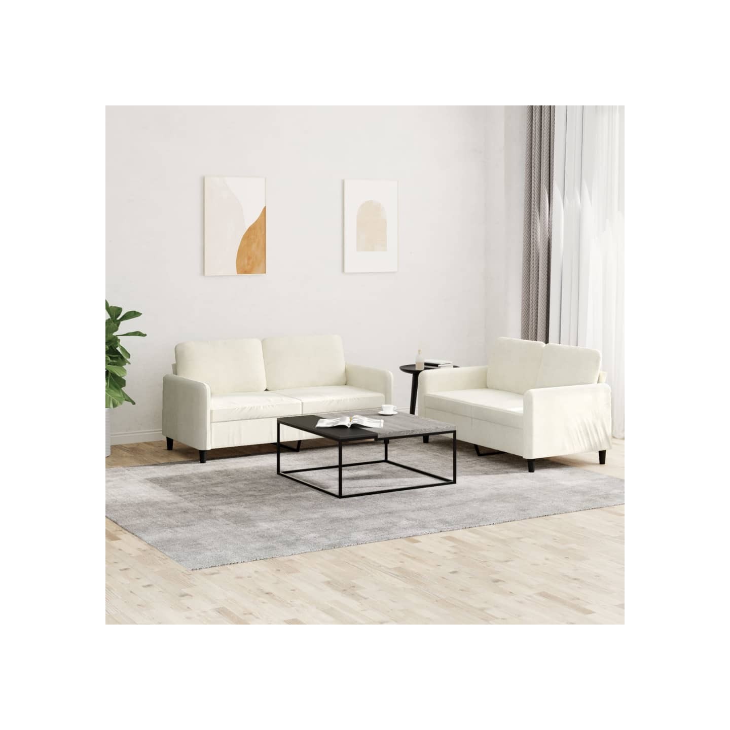 Ensemble de canapés 2 pcs crème velours
