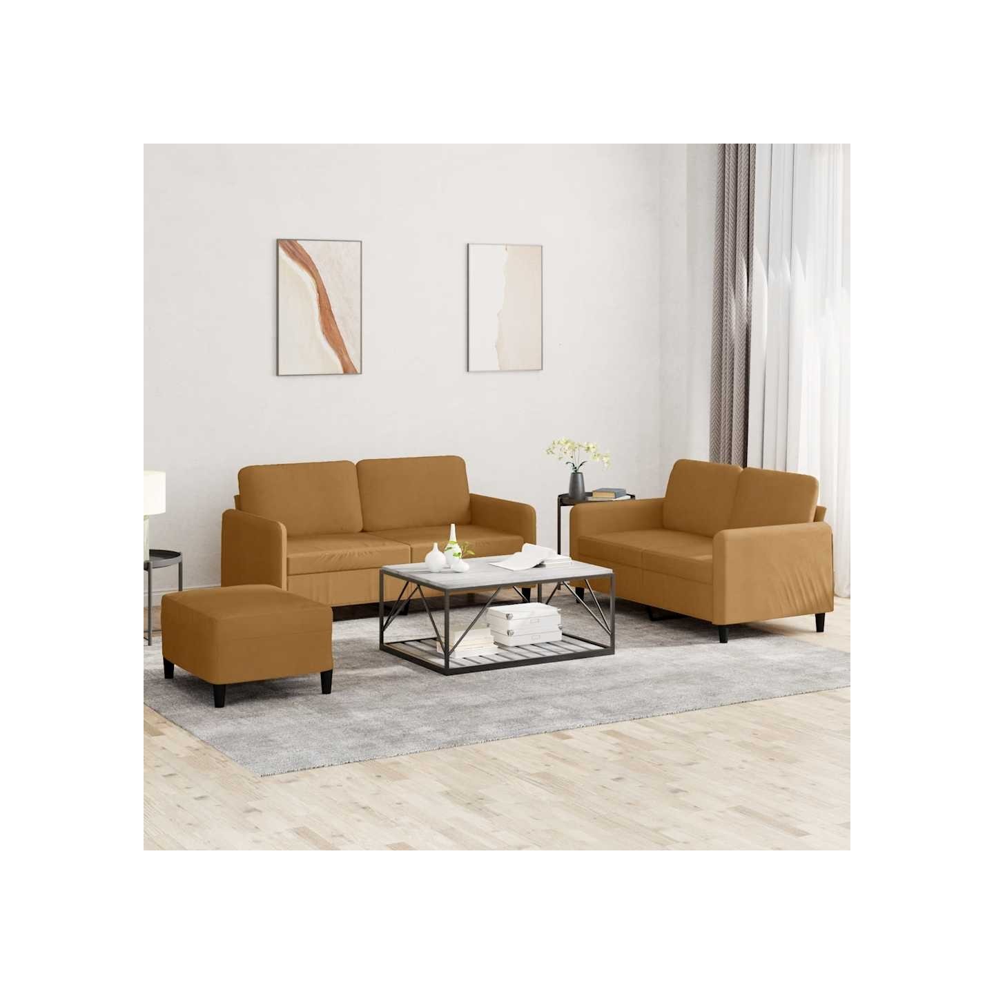Ensemble de canapés 3 pcs marron velours