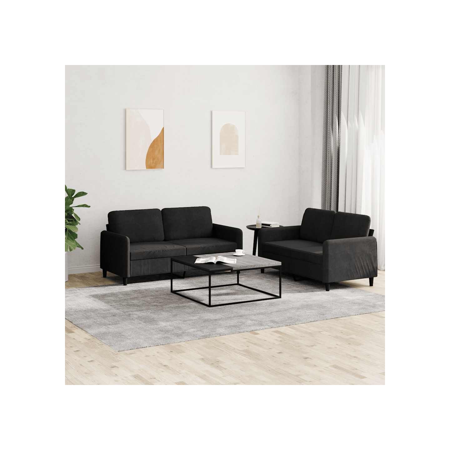 Ensemble de canapés 2 pcs noir velours
