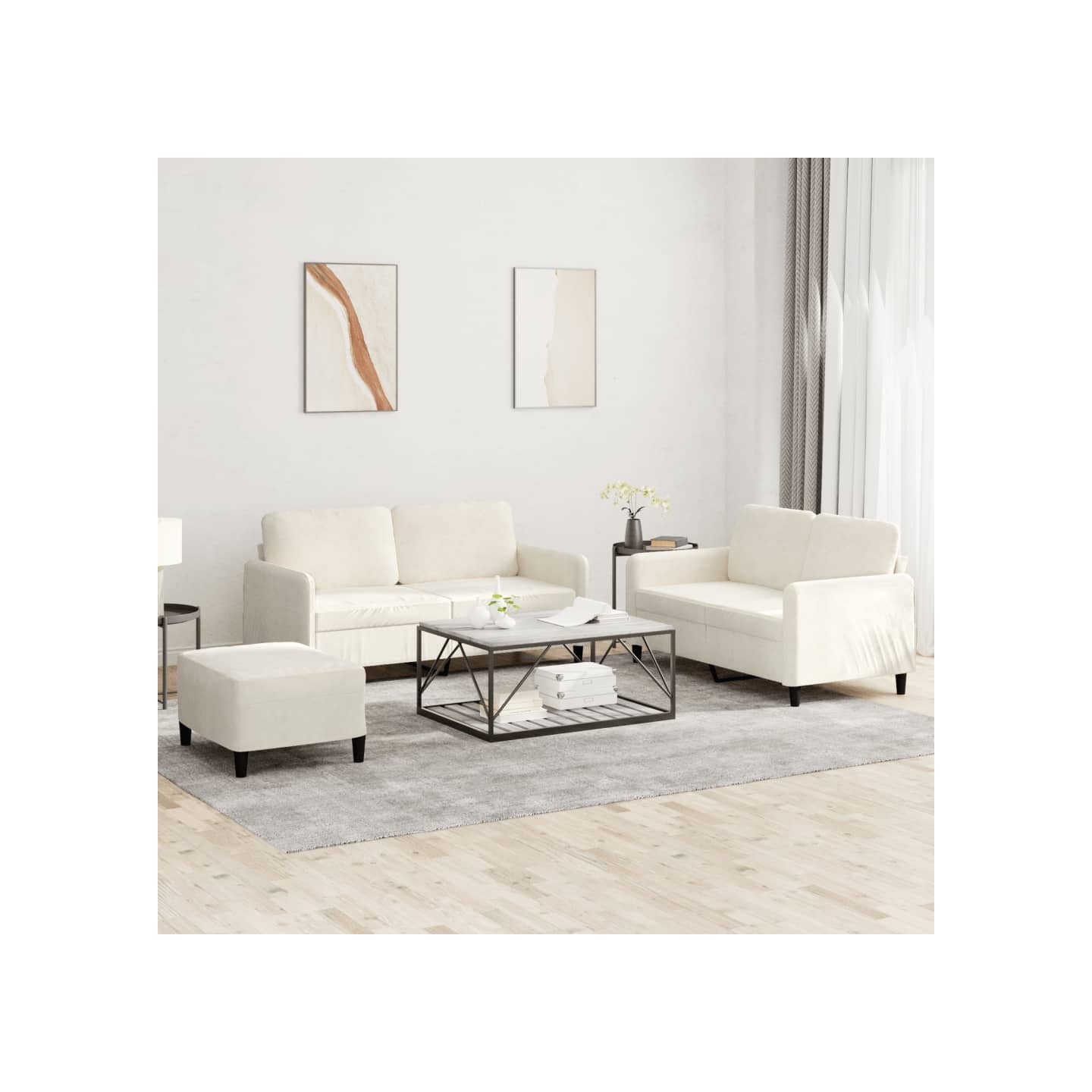 Ensemble de canapés 3 pcs crème velours
