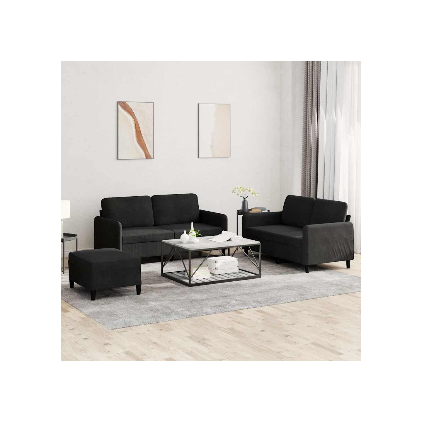 Ensemble de canapés 3 pcs noir velours