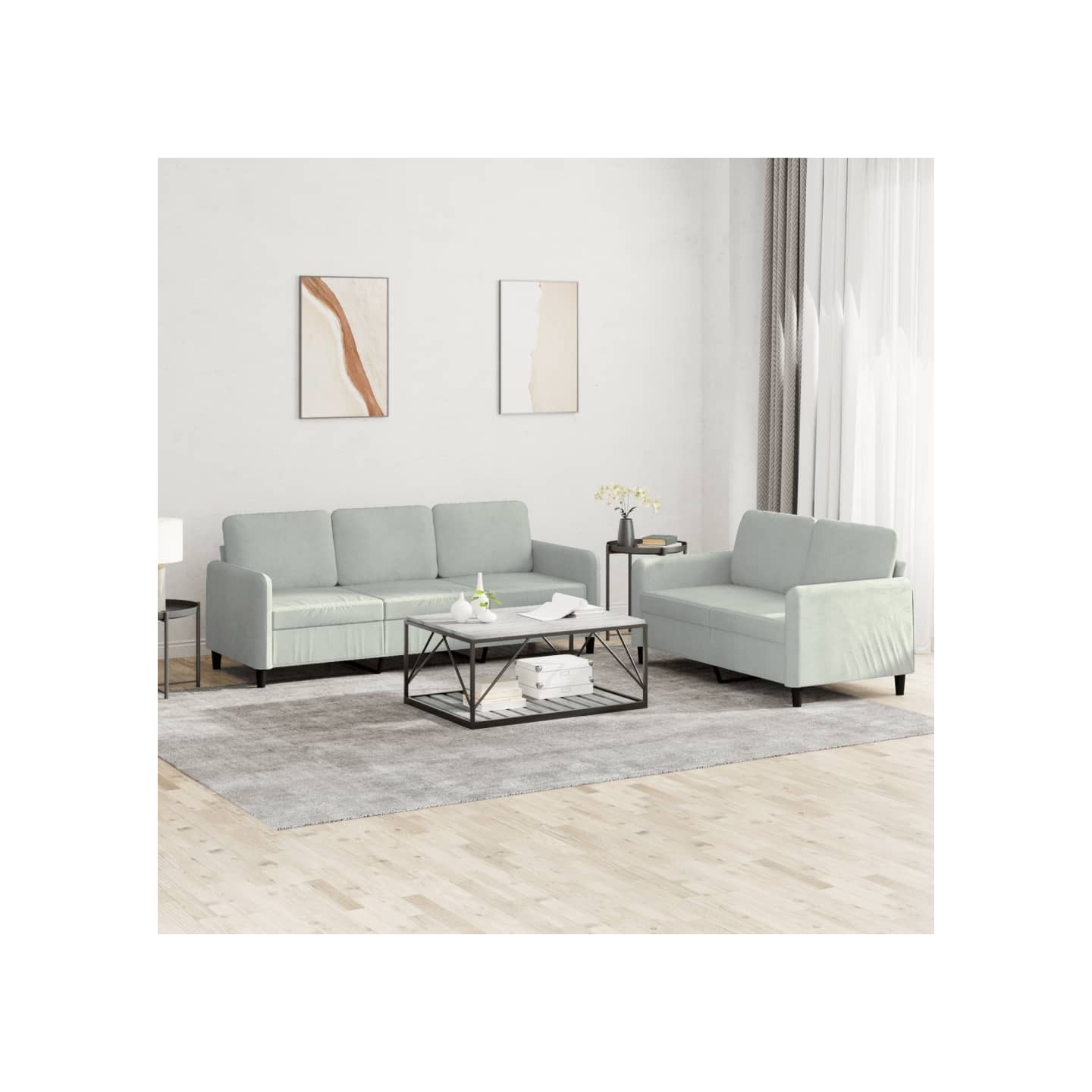 Ensemble de canapés 2 pcs gris clair velours