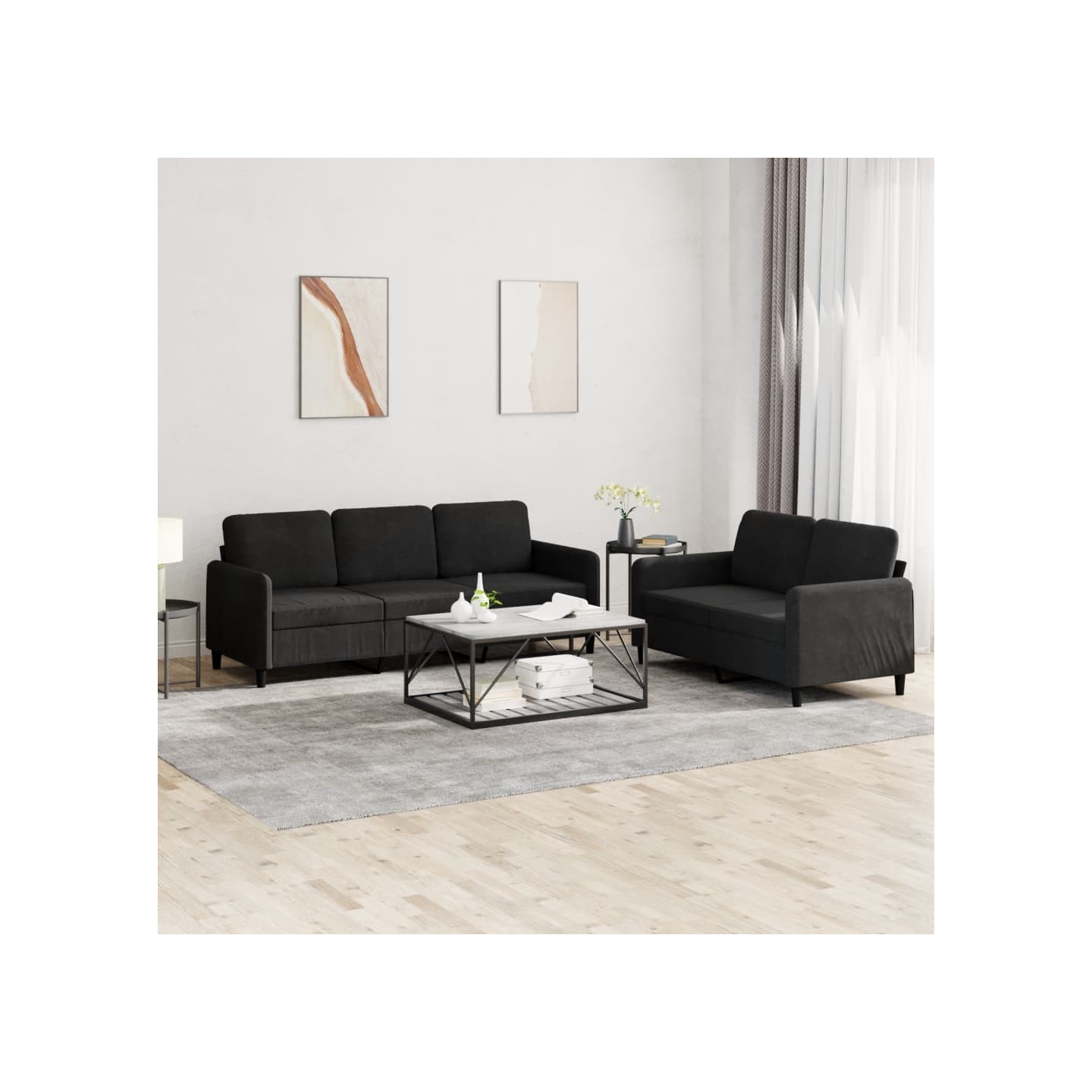 Ensemble de canapés 2 pcs noir velours