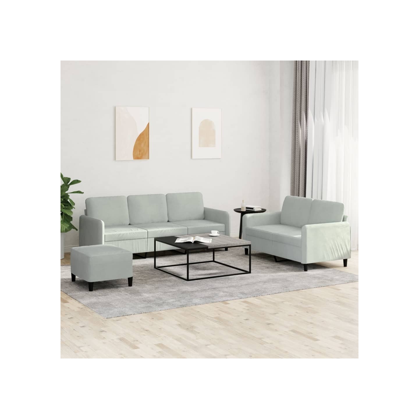 Ensemble de canapés 3 pcs gris clair velours